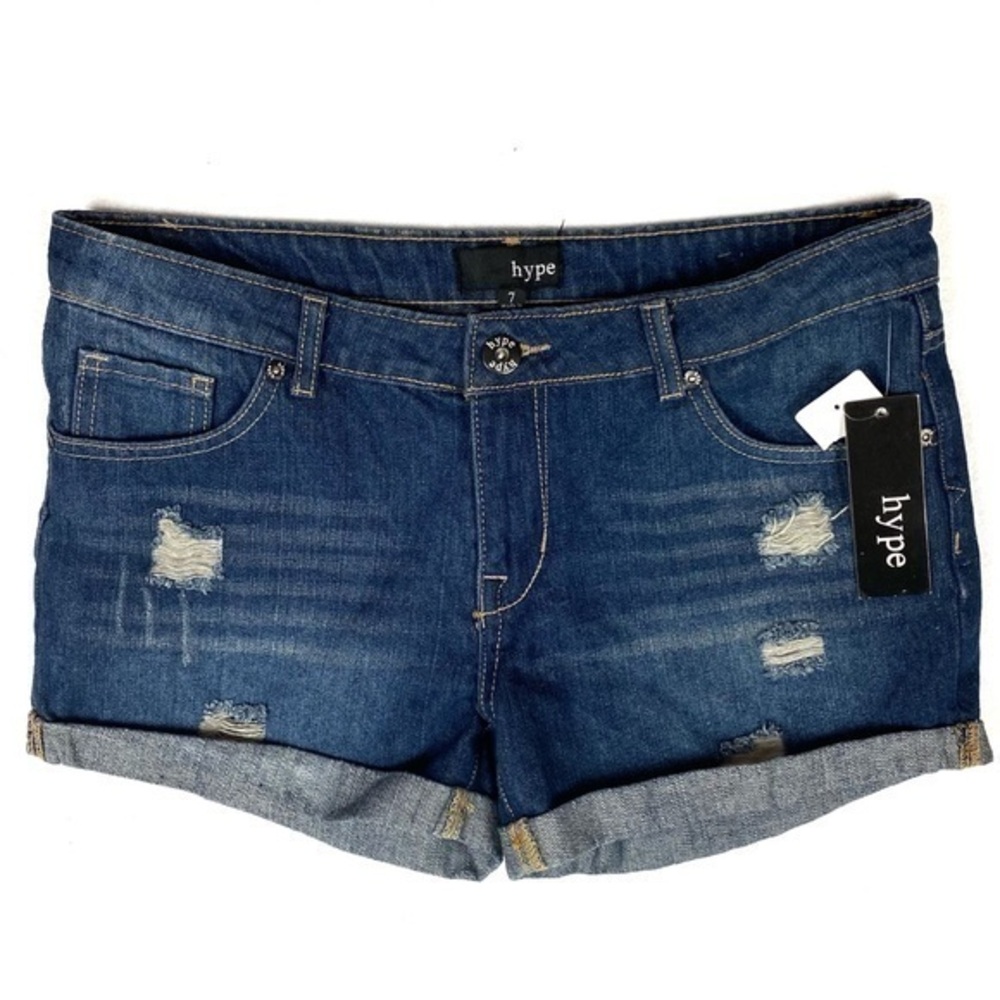 Hype Distressed Ripped Cuffed Denim Short‎